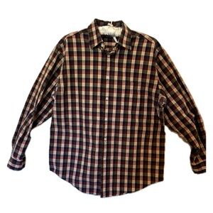 Roundtree & Yorke Red and Blue Casual Button Down Shirt